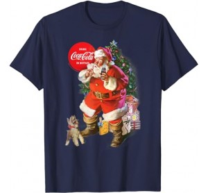 Coca Cola Christmas Santa Claus Puppy T-Shirt